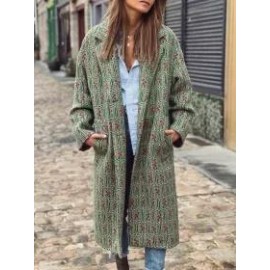 Fashion Geo Floral Print Coat Women