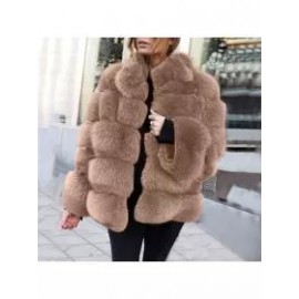 New Women Chic Vintage Fur Leather Warm Jacket Coat