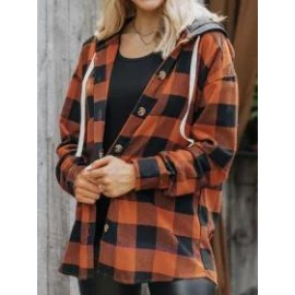 Casual Vintage Plaid Hooded Jacket