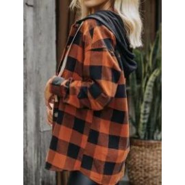 Casual Vintage Plaid Hooded Jacket