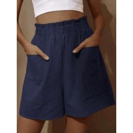Cotton And Linen High Waist Fashion Shorts