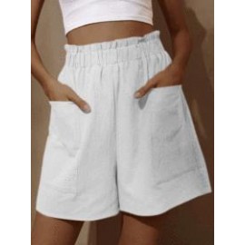 Cotton And Linen High Waist Fashion Shorts