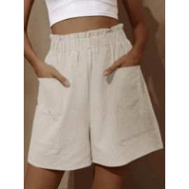 Cotton And Linen High Waist Fashion Shorts