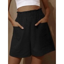 Cotton And Linen High Waist Fashion Shorts