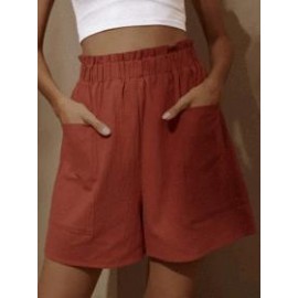 Cotton And Linen High Waist Fashion Shorts