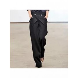 Elegant And Fashionable Buttons Decorated Women's Trousers