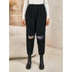 Ladies Ethnic Pattern Stitching Trousers