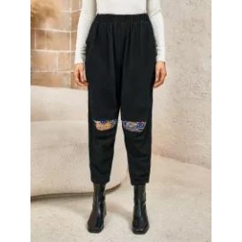 Ladies Ethnic Pattern Stitching Trousers
