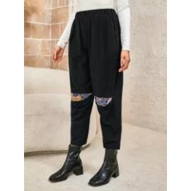 Ladies Ethnic Pattern Stitching Trousers