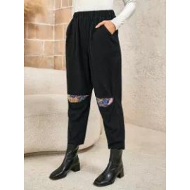 Ladies Ethnic Pattern Stitching Trousers