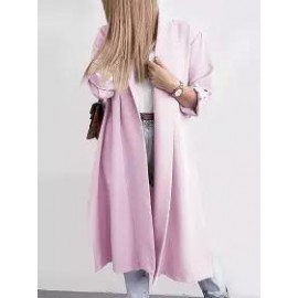Casual Loose Solid Color Long Sleeve Cardigan Trench Coat