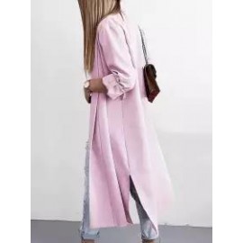 Casual Loose Solid Color Long Sleeve Cardigan Trench Coat