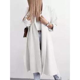 Casual Loose Solid Color Long Sleeve Cardigan Trench Coat
