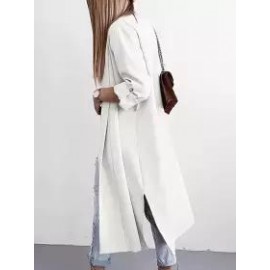 Casual Loose Solid Color Long Sleeve Cardigan Trench Coat