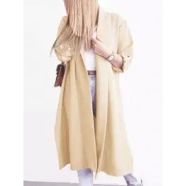 Casual Loose Solid Color Long Sleeve Cardigan Trench Coat
