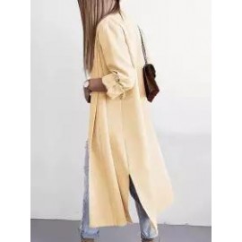 Casual Loose Solid Color Long Sleeve Cardigan Trench Coat