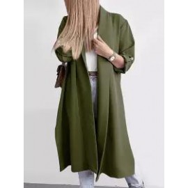 Casual Loose Solid Color Long Sleeve Cardigan Trench Coat