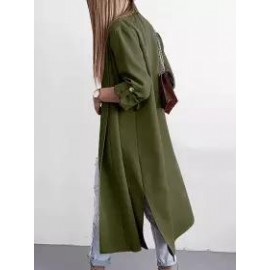 Casual Loose Solid Color Long Sleeve Cardigan Trench Coat