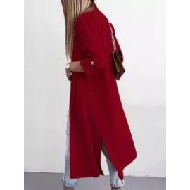 Casual Loose Solid Color Long Sleeve Cardigan Trench Coat