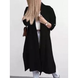 Casual Loose Solid Color Long Sleeve Cardigan Trench Coat