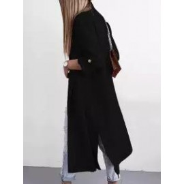 Casual Loose Solid Color Long Sleeve Cardigan Trench Coat