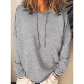 Casual Loose Solid Color Long Sleeve Hoodie Sweatshirt