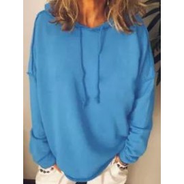 Casual Loose Solid Color Long Sleeve Hoodie Sweatshirt