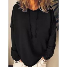 Casual Loose Solid Color Long Sleeve Hoodie Sweatshirt