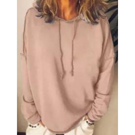 Casual Loose Solid Color Long Sleeve Hoodie Sweatshirt
