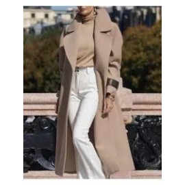 Lapel Fashion Loose Shoulder Woolen Coat