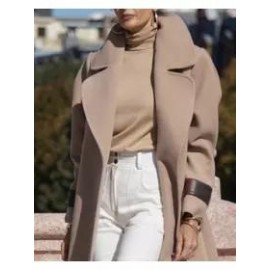 Lapel Fashion Loose Shoulder Woolen Coat