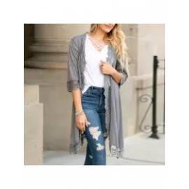 Lace Patchwork Mid Length Loose Sunscreen Cardigan