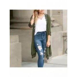 Lace Patchwork Mid Length Loose Sunscreen Cardigan