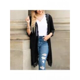 Lace Patchwork Mid Length Loose Sunscreen Cardigan