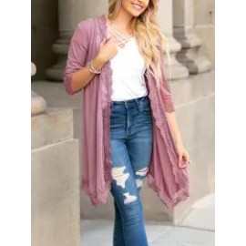 Lace Patchwork Mid Length Loose Sunscreen Cardigan