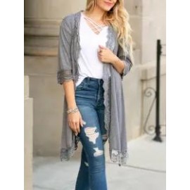 Lace Patchwork Mid Length Loose Sunscreen Cardigan