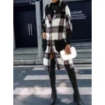 Loose Long Sleeve Striped Plush Hooded Panel Plaid Gold Mink Jacket