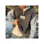 Oversized Unisex Contrast Polos Sweatshirt