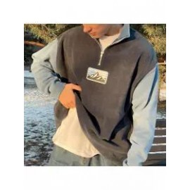 Oversized Unisex Contrast Polos Sweatshirt