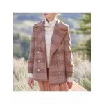 Fashion Lapel Loose Checked Wool Coat