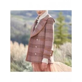 Fashion Lapel Loose Checked Wool Coat