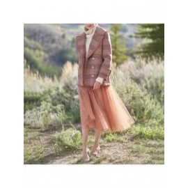 Fashion Lapel Loose Checked Wool Coat