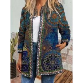 Ladies Retro Print Casual Jacket