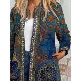 Ladies Retro Print Casual Jacket