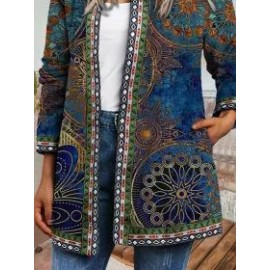 Ladies Retro Print Casual Jacket