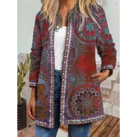Ladies Retro Print Casual Jacket