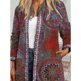 Ladies Retro Print Casual Jacket