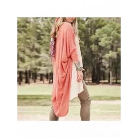 Solid Color Irregular Loose Mid-length Cardigan
