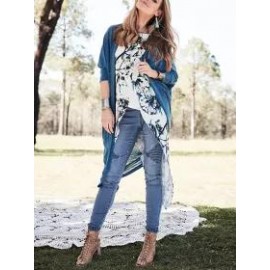 Solid Color Irregular Loose Mid-length Cardigan