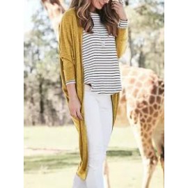 Solid Color Irregular Loose Mid-length Cardigan